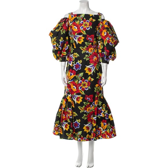 NWT. $3435 CAROLINA HERRERA Cold-shoulder midi dress Sz 6 - Picture 9 of 16